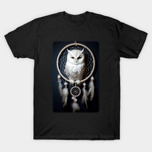 Snowy Owl Sitting In Dreamcatcher T-Shirt